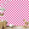 Checkerboard wallpaper, white and purple, powder pink background, 50x1000