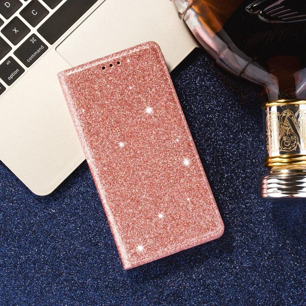 Wallet Bling Glitter Magnetic Flip Suction Leather Case For iPhone Samsung Xiaomi Redmi