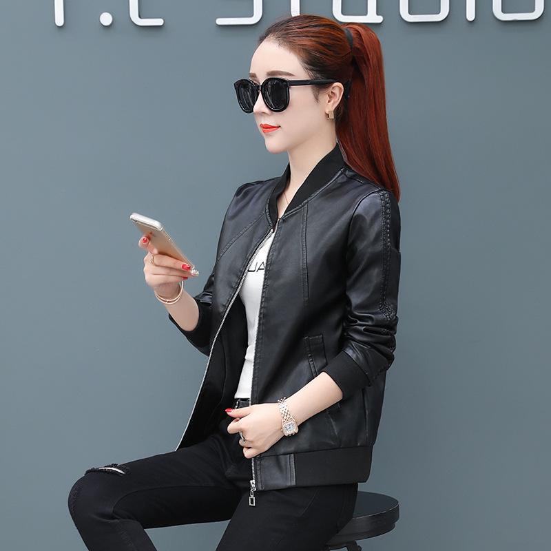Женская куртка из искусственной кожи с большим замком, весенне-осенняя, повседневная, свободного кроя, универсальный топ