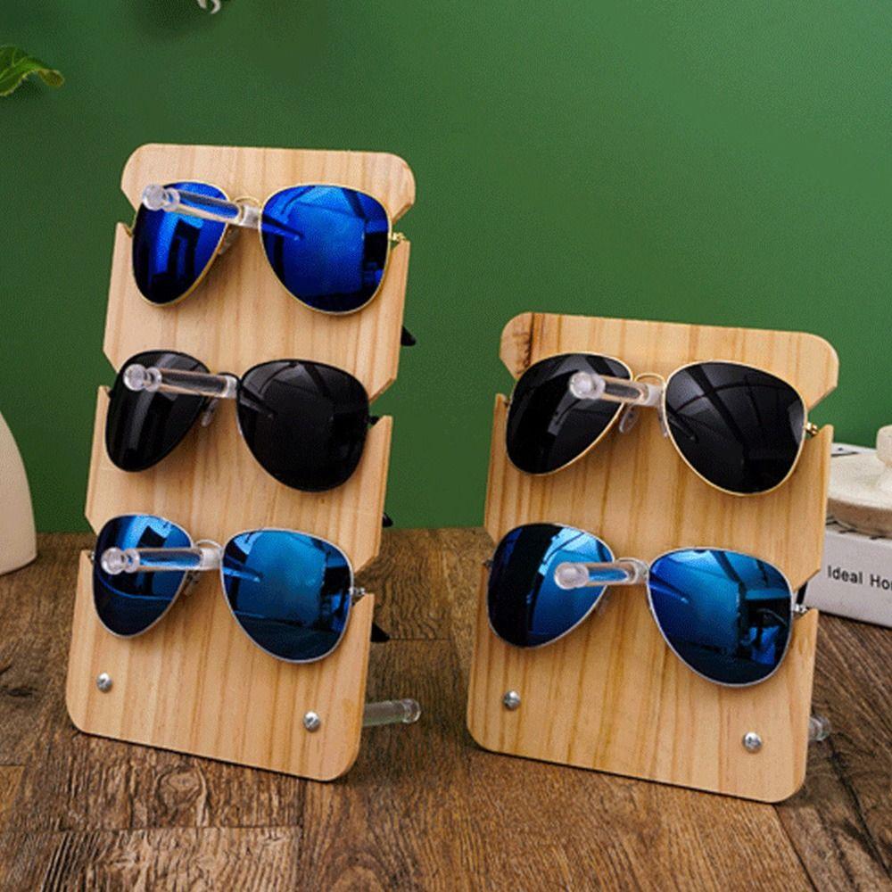 Holder Sunglass Display Rack Glasses Frame Tray Eyeglasses Organizer Shelf Solid Wood Stand
