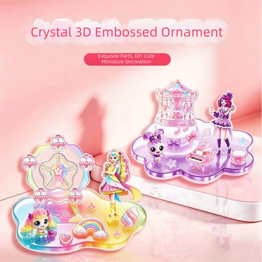 Stackable 3D Crystal Stackable Stickers Cartoon Embossed Decals Tabletop Decoration