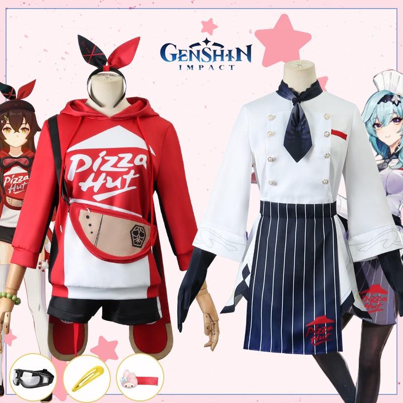 Изысканный парик Эмбер Эолы из Genshin Impact X Pizzahut, костюм для косплея на Хэллоуин