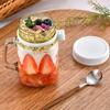 Spoons & Handle Milk Cup Oats Container Overnight Oats Jars Yogurt Pot Glass Breakfast Jar