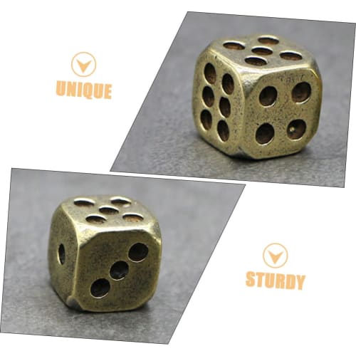 SAFIGLE Set of 6 Brass Dice, 11mm Rounded Corners, Vintage Finish, Gold, Durable and Rust-Resistant, Perfect for Party Games, Board Games, and Bar Dec