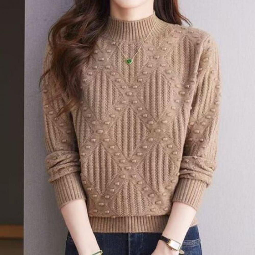 Navava Mock Neck Knit Top Nk3317 Diamond Plain