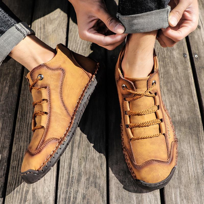 Мужская повседневная обувь с высоким берцем, размер 38–48, мужская обувь ручной работы из суперволокна, резиновая, с мягкой подошвой, большого размера для вождения автомобиля