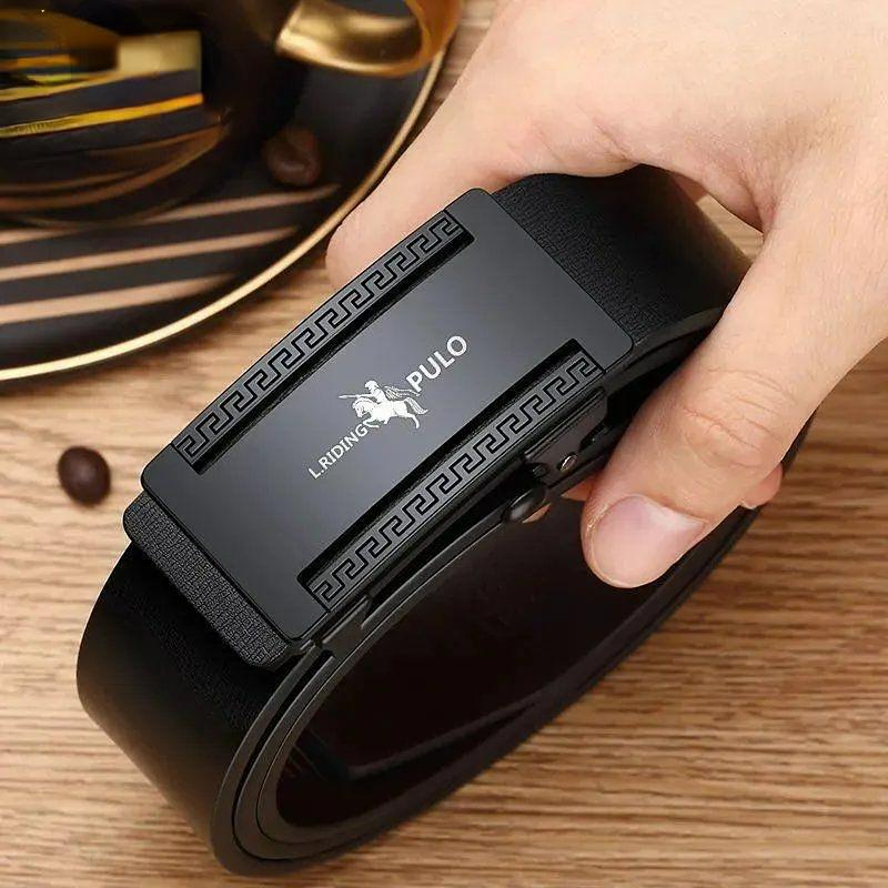 Ремень Paul Мужской кожаный ремень с автоматической пряжкой из чистой воловьей кожи для молодых людей Повседневный индивидуальный корейский вариант трендового брючного ремня