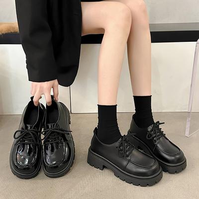 Британский стиль платформа маленькие кожаные туфли женские универсальные весенние новые толстый каблук шнуровка Мэри Джейн одинарные туфли женские
