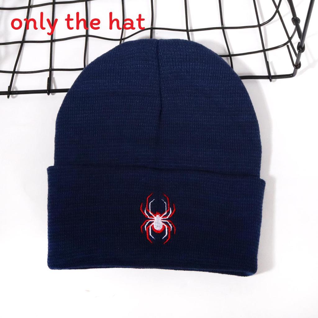 Street Style Spider Pattern Knitted Cap With No Brim For Winter Casual Wear