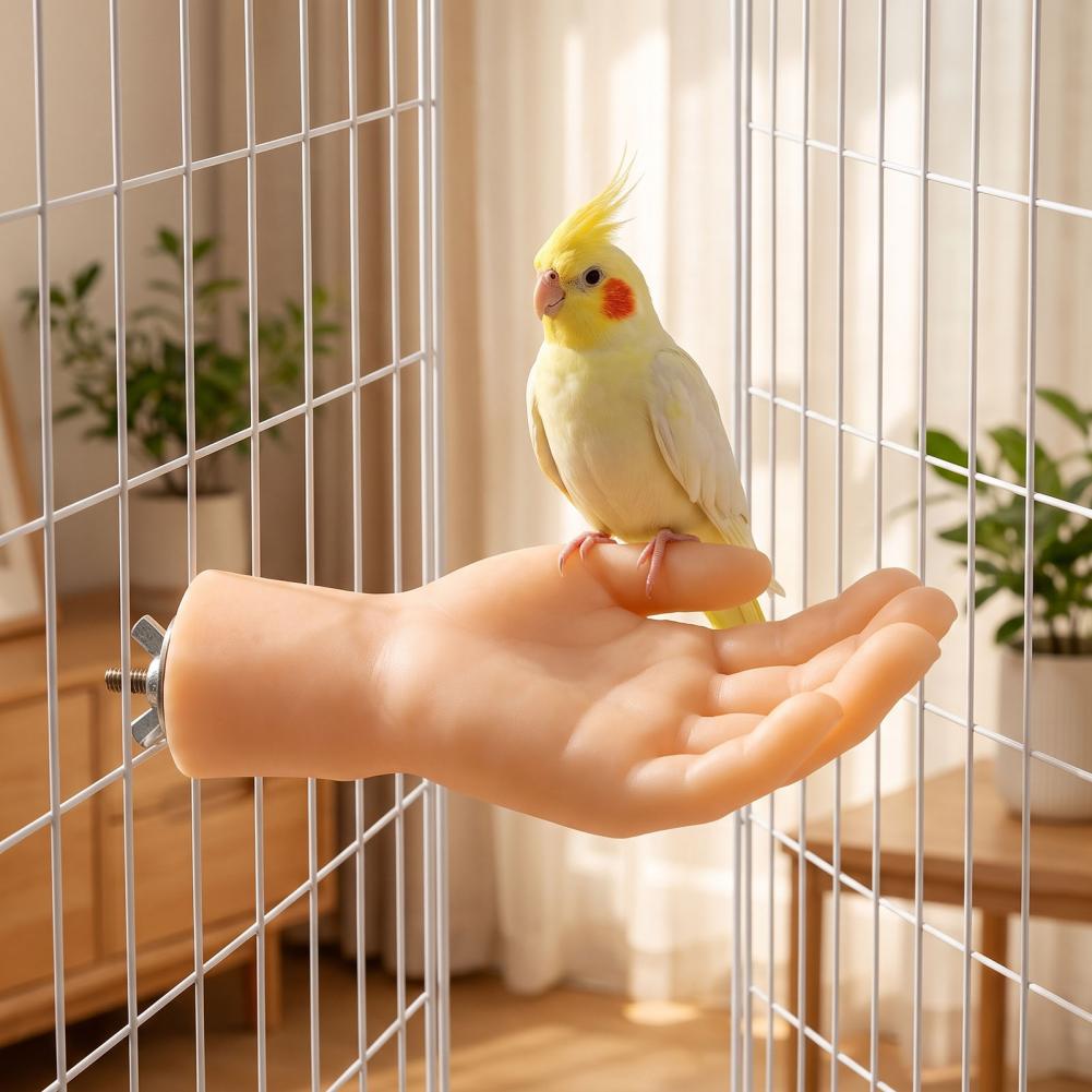Bird Perch for Cage Hand-shaped Parrot Perch Stand with Screw Fastener Non-slip Bird Cage Perch for Budgie Cockatiels