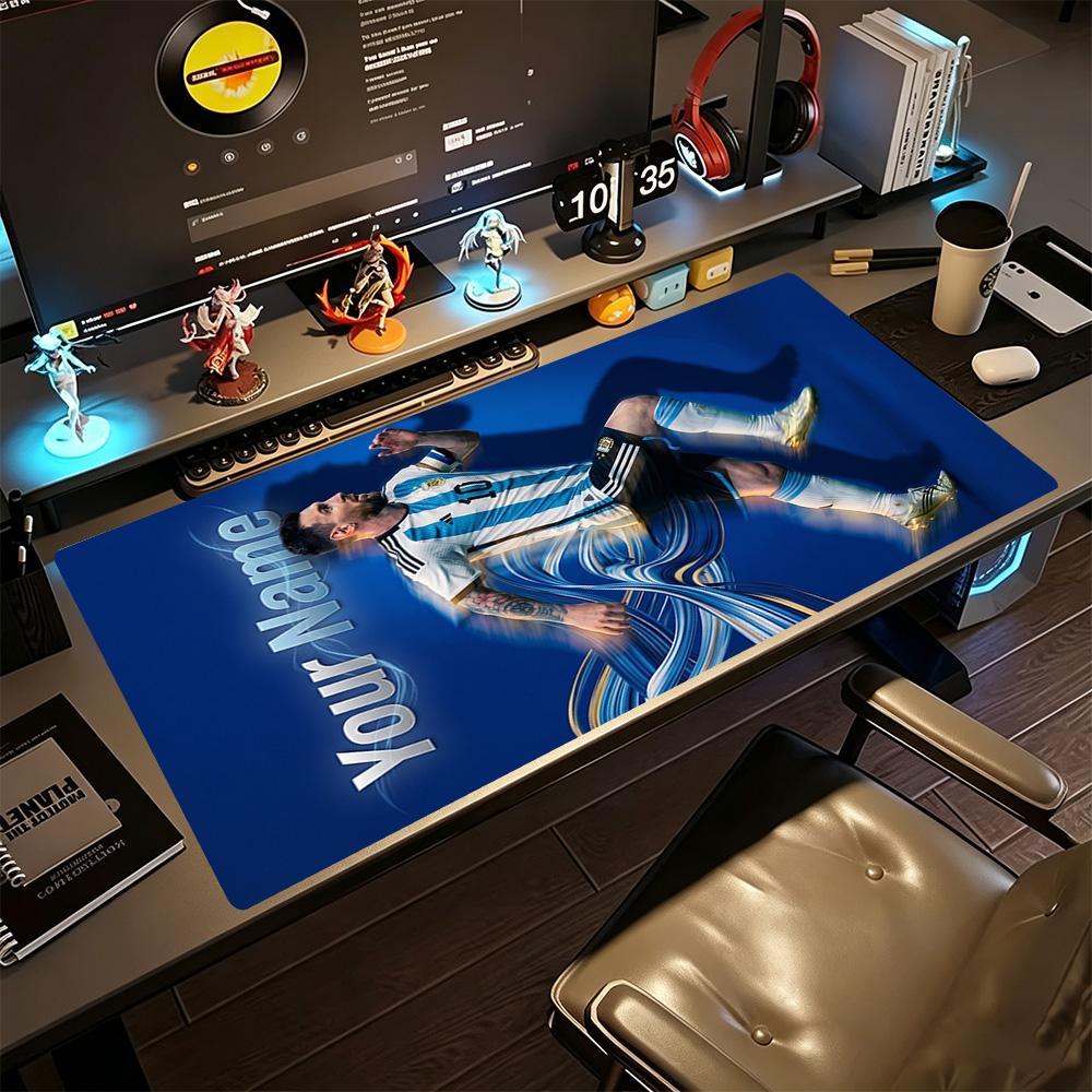 Football Messi Customized Name Mouse Pad Gaming Laptop Mouse Pad Ultra-Long Desk Mat Non-Slip Rubber Base Perfect for Office Laptop Gaming Setup