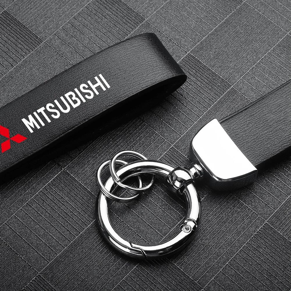 Luxury Leather Keyring Pendant Car Accessories for Mitsubishi Eclipse Cross Outlander Sport Xpander L200 MPV Mirage