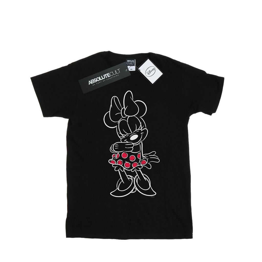 Disney Womens/Ladies Minnie Mouse Outline Polka Dot Cotton Boyfriend T-Shirt