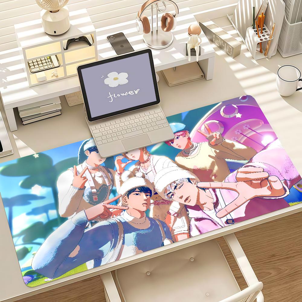 Kpop P-PLAVE Cartoon Mouse Pad Anti Slip Rubber Edge Locked Thickened Laptop Gaming Desk Mat
