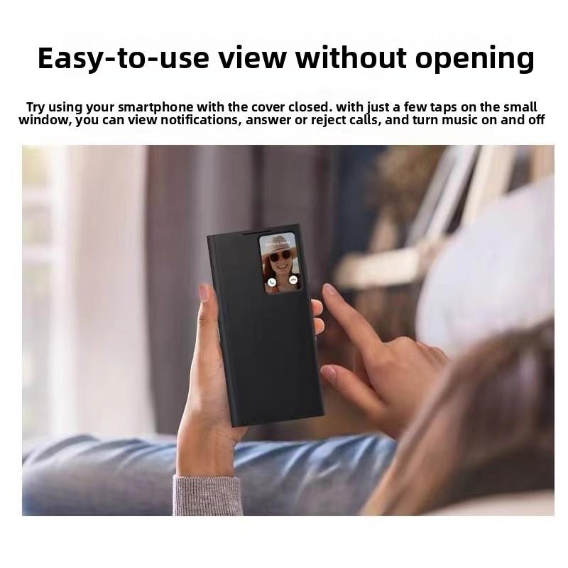 Кожаный чехол-бумажник Samsung Galaxy S23 Ultra Flip с умным окном для делового и модного использования