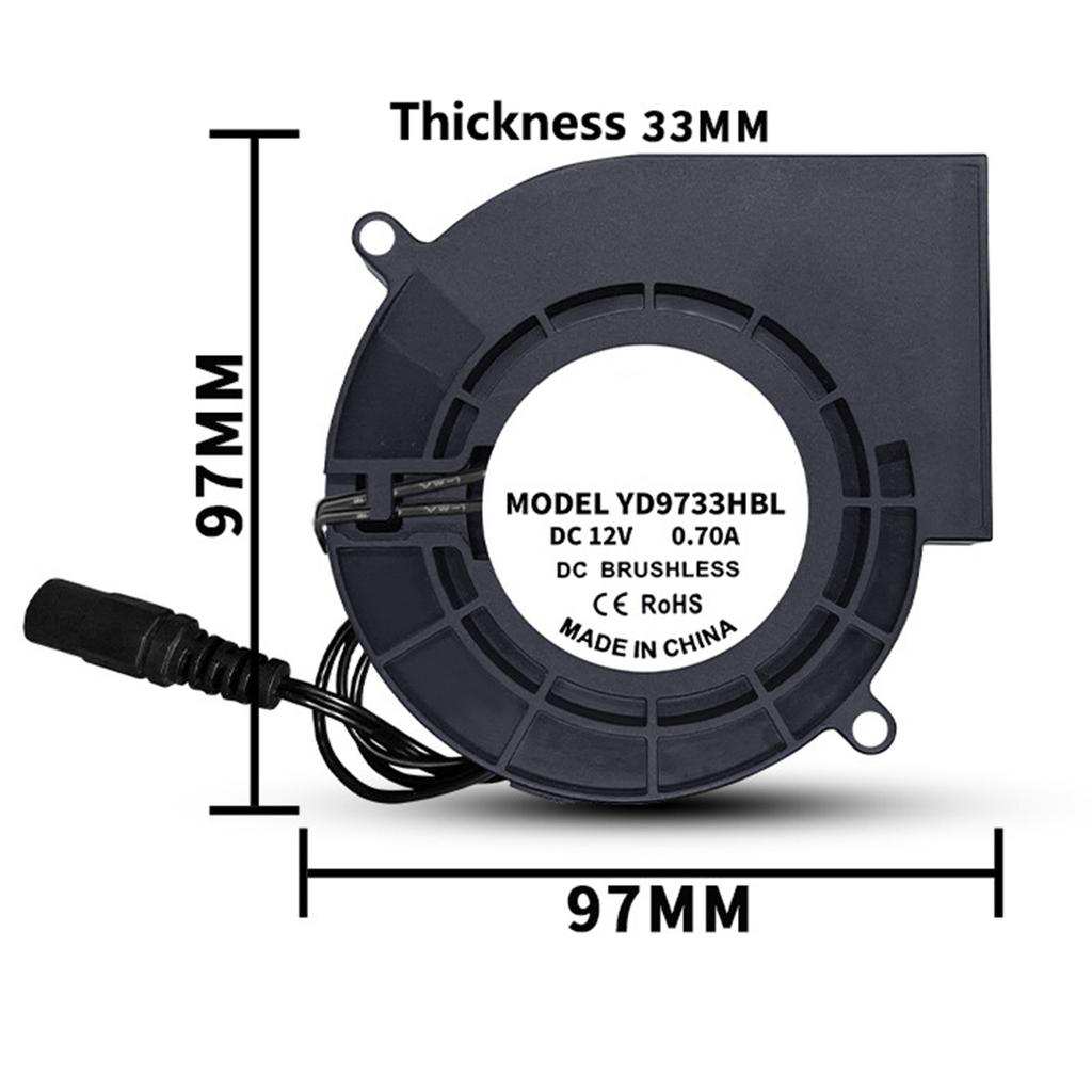 97мм 12В Центробежный вентилятор на шарикоподшипниках для охлаждения и вентиляции электроники, уличный электрический вентилятор для барбекю