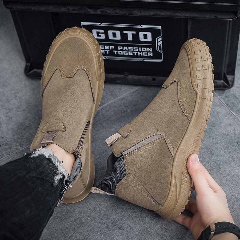 Мужская повседневная рабочая обувь Ленивые ботинки Спортивная обувь с капюшоном Противоскользящая Модная студенческая обувь Зимние мужские ботинки Бесплатная доставка Снежный ботинок