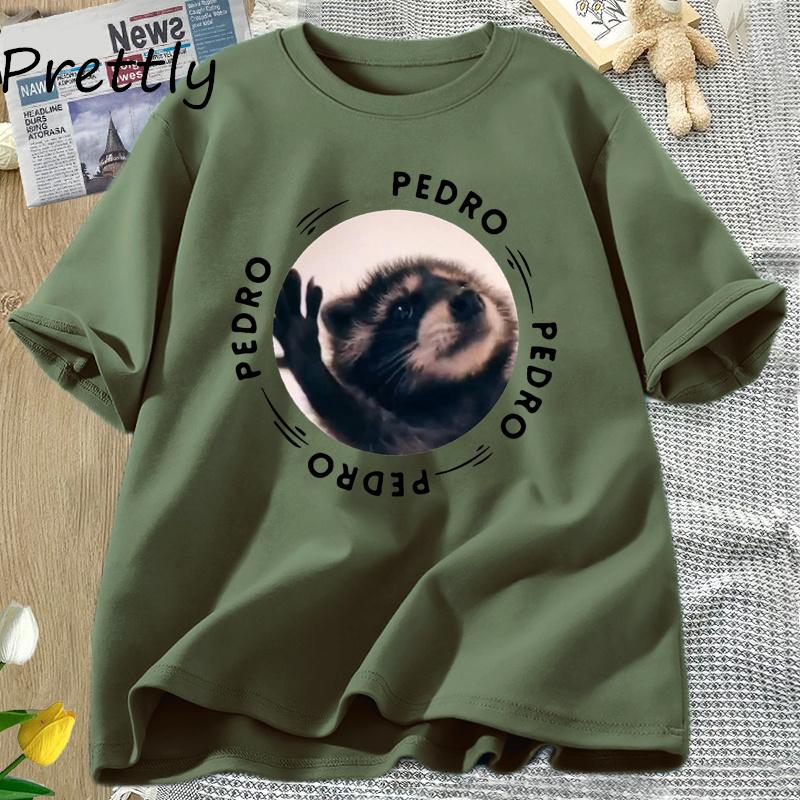 Pedro Dancing Raccoon T Shirt Unisex Unisex Funny Trash Panda Meme T-Shirt Casual Short Sleeve Animal Tshirt Cotton Unisex's Clothes