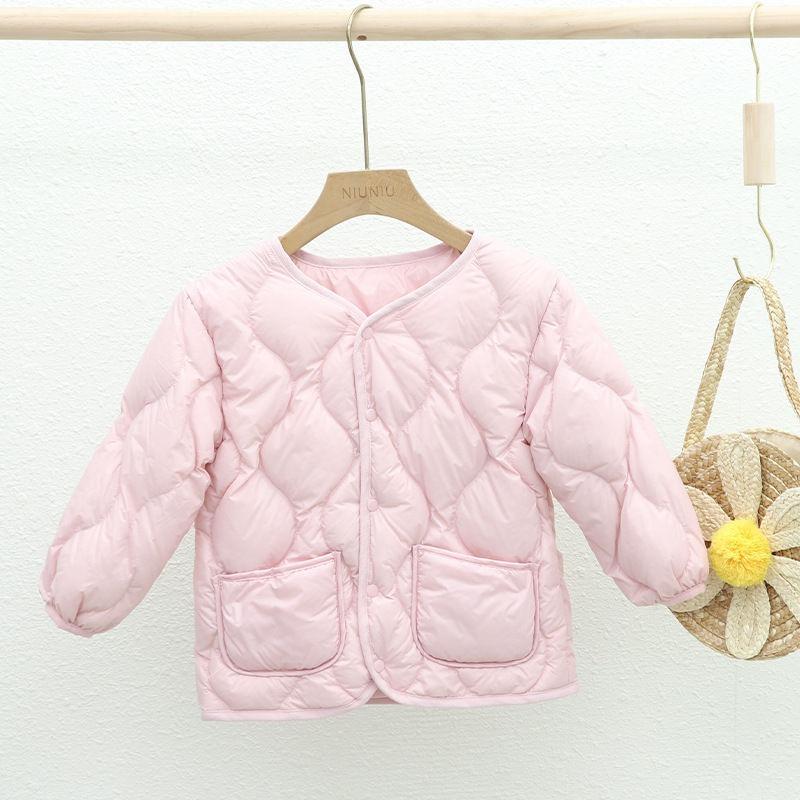 Children's light down jackets, girls' boys, baby school uniforms, warm autumn and winter lightweight liner jackets