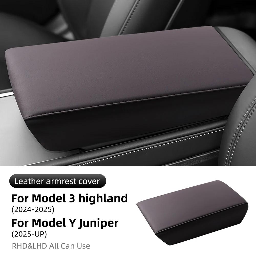 ABS Leather Center Console Protector Cover Armrest Interior Molding for Tesla Model 3 2019-2025 Model Y 2025-2026