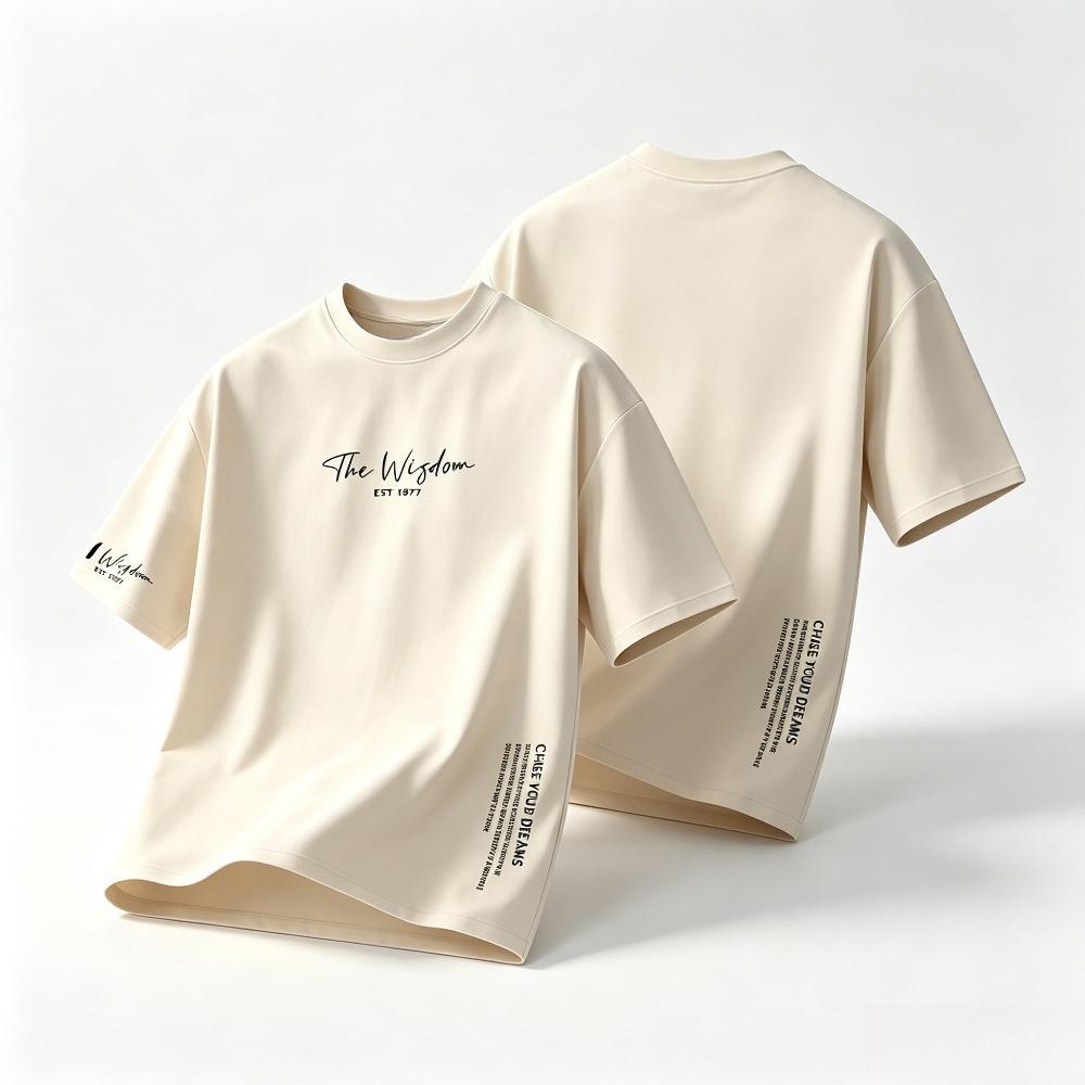 Unisex Oversized TShirts The Wisdom EST Letter Print Short Sleeve Casual Loose Streetwear Tees Daily Wear Tops