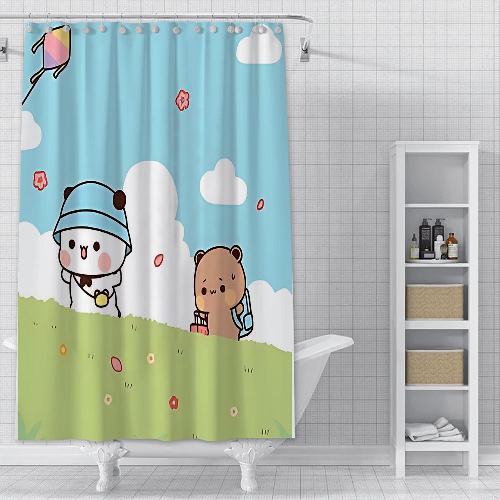 Shower Curtain Waterproof Polyester Fabric Paint Colorful Cartoon Q-Quarto B-Bubu Bath Curtains Home Bathroom Decor With Hook