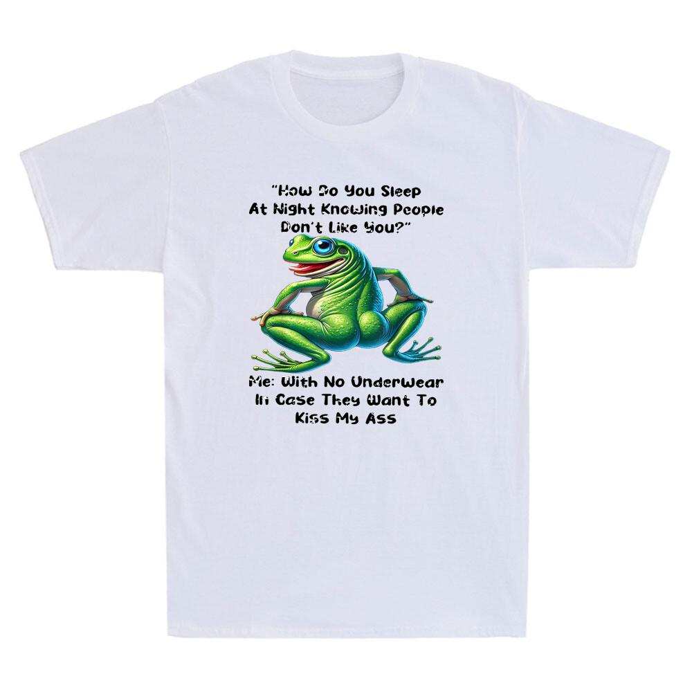 How Do You Sleep At Night Knowing People Funny Frog Graphic Quote Men's T-Shirt