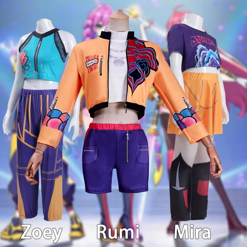 2025 Новый фильм K-Pop Мира Руми Зои Хантерс Косплей Костюм Хэллоуин Карнавал Демон Сцена 3D Принт Узор Ролевая Одежда