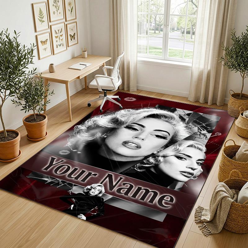 Personalized Crystal Velvet Carpet,Lady Gaga Custom Printed Name, Plush Area Rug For Home Indoor Decor
