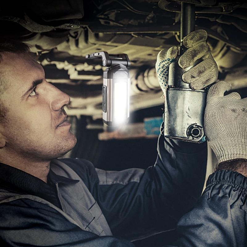 Светодиодный рабочий фонарь USB Type-C Зарядка Фонарик Красные Магнитные Фонари Водонепроницаемый Рабочий Крюк Перезаряжаемый Складной COB Вращающийся Самый Яркий