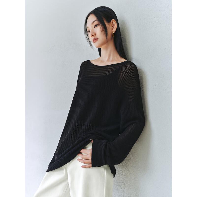 PEACEBIRD Women's Hollow Out Acetate Knit Top