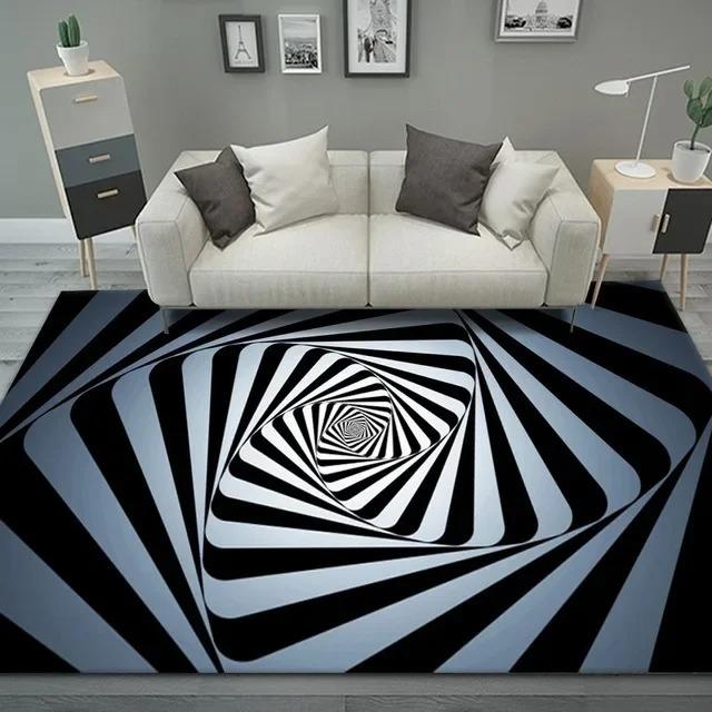 Teenager 3D Effect Vortex Illusion Carpet Entrance Living Room Bedroom Rug Geometric Optical Doormat Illusion Home Decor Mat