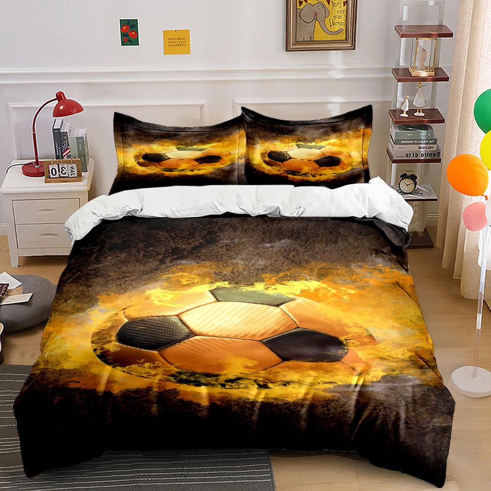 Fiery soccer ball design. Bedding sets Duvet cover sets Duvet covers Pillowcases(1 * Duvet Cover 2 * Pillowcases, without duvet insert)