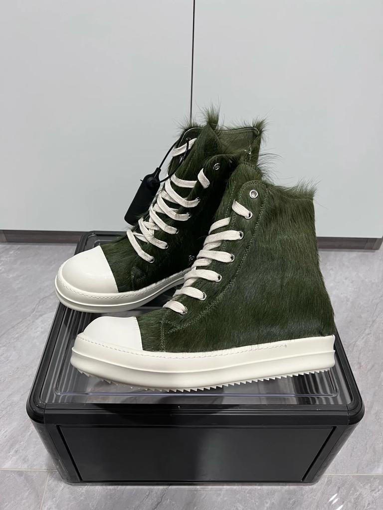 Классическая мужская обувь армейского зеленого цвета из конского волоса, повседневные кроссовки, женские ботинки с высоким верхом, армейские зеленые ботинки из конского волоса, ботильоны на молнии