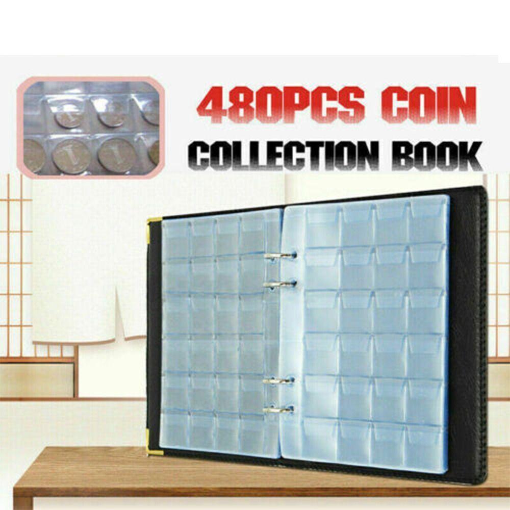 Чехол из искусственной кожи, 480 штук, сумка для хранения монет в пенни, книга для хранения монет, альбом для вырезок