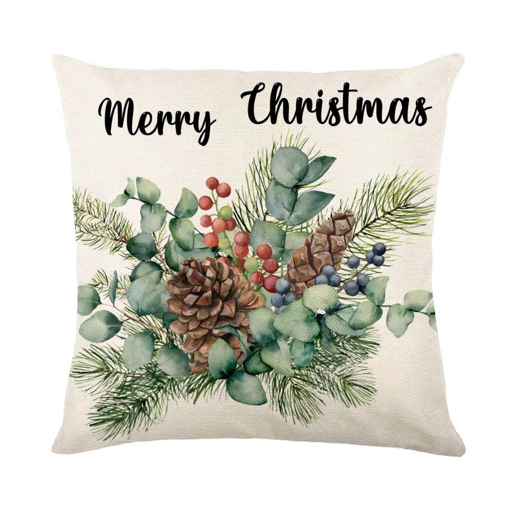 Christmas Cushion Cover Linen Pillow Covers Holiday Decoration Home Decor Salon Sofa Pillow Case Throw/Couch