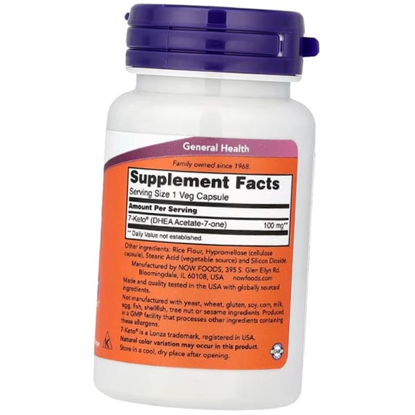 7-Кето ДГЭА, 7-Keto 100 DHEA, Now Foods  60вегкапс (02128016)