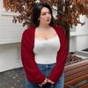 Новый Сексуальный Кардиган Крупного Размера Однотонный С Длинным Рукавом Вязаный Свитер для Женщин Осенью и Зимой
