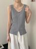 French temperament fungus edge knitted sling vest women's summer new design sense slim and thin sleeveless top trendy