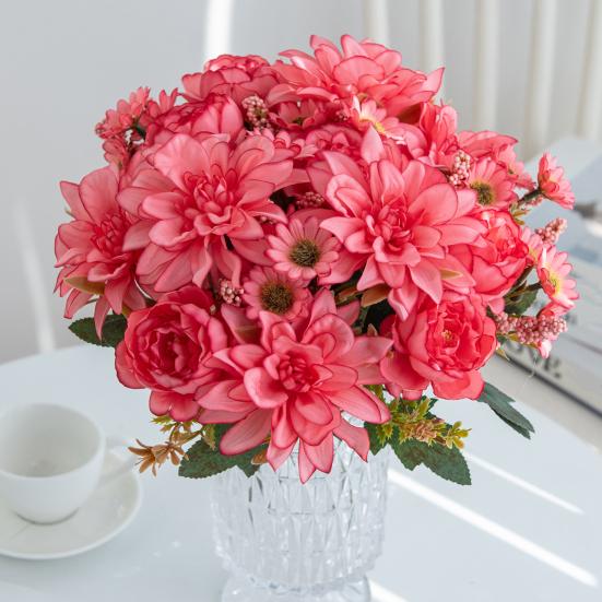 Связка искусственных цветов Искусственный букет из георгин Реалистичные искусственные цветы для цветочной композиции Украшения для свадьбы дома