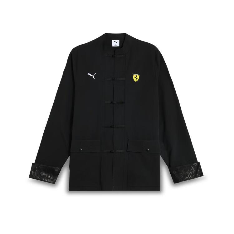 Puma X Ferrari Forever Faster Logo Racing Style Chinese Button Tang Jacket Long Sleeve Men Jackets Black 634325-01
