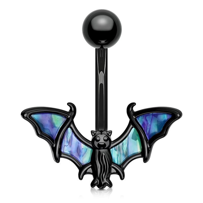 Punk Halloween Stainless Steel Belly Button Ring For Women Girl Personalized Bat Ghost Skeleton Navel Ring Body Piercing Jewelry