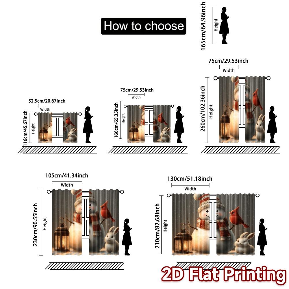 2 шт., Шторы Милый Снеговик Кардинал Кролики Шикарные Шторы Принты Светофильтрующие Шторы Наружные Украшения Декоративные для