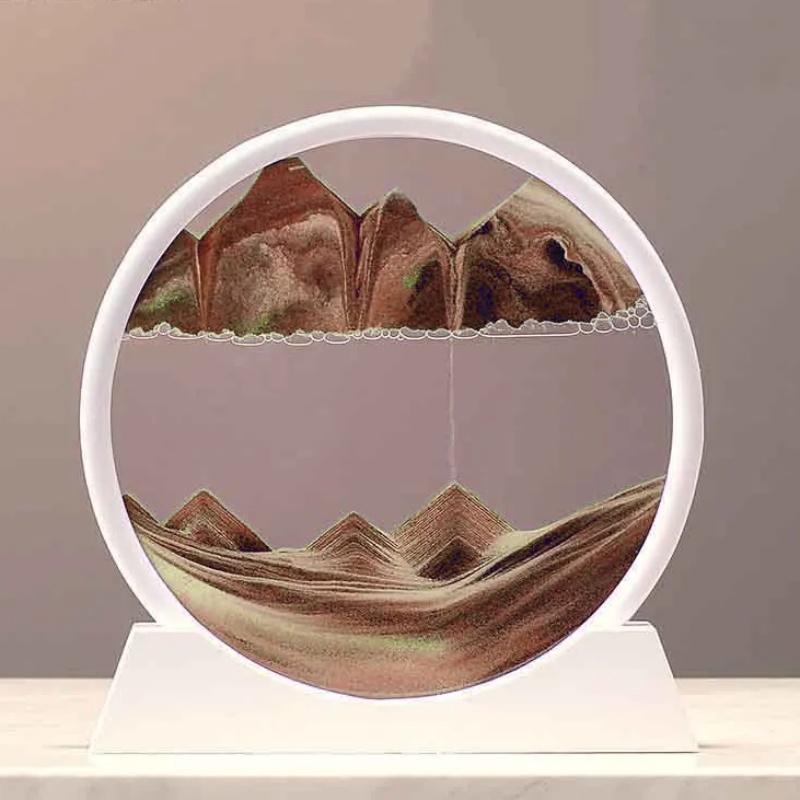 12-дюймовые 3D песочные часы с зыбучим песком, глубоководный песчаный пейзаж, художественная картина, круглая стеклянная поделка, текучая песчаная картина, гостиная, домашний декор
