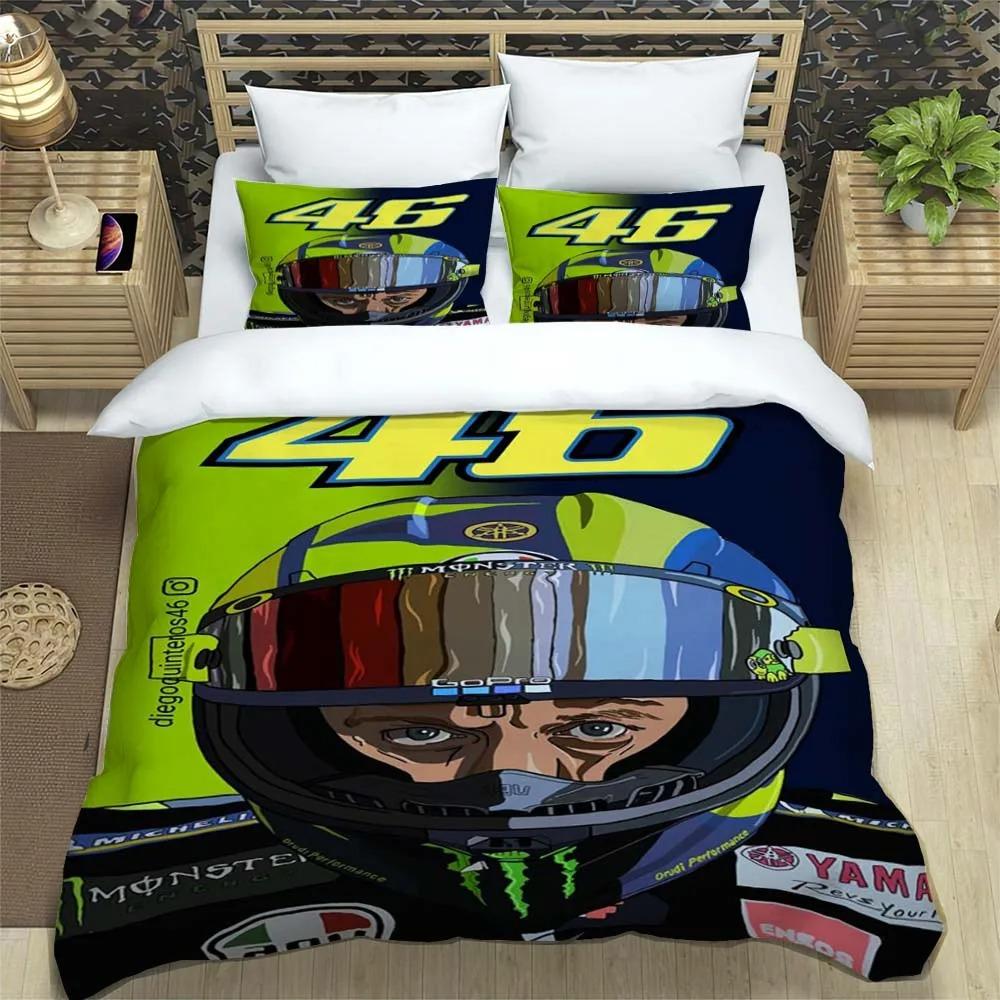 Мотоциклетный флот VR-46 узор пододеяльник с наволочками микрофибра 3D цифровая печать комплект постельного белья Twin Full Queen King