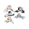 Girls Fashion Ribbon Rabbit Ear Print Flower Hair bands Hair rope Ponytail Hold Scrunchies Hair Tie