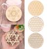 Collectibles Flower of life Decor Healing Circles Carved Round Edge Wood Chakra Pattern Coaster