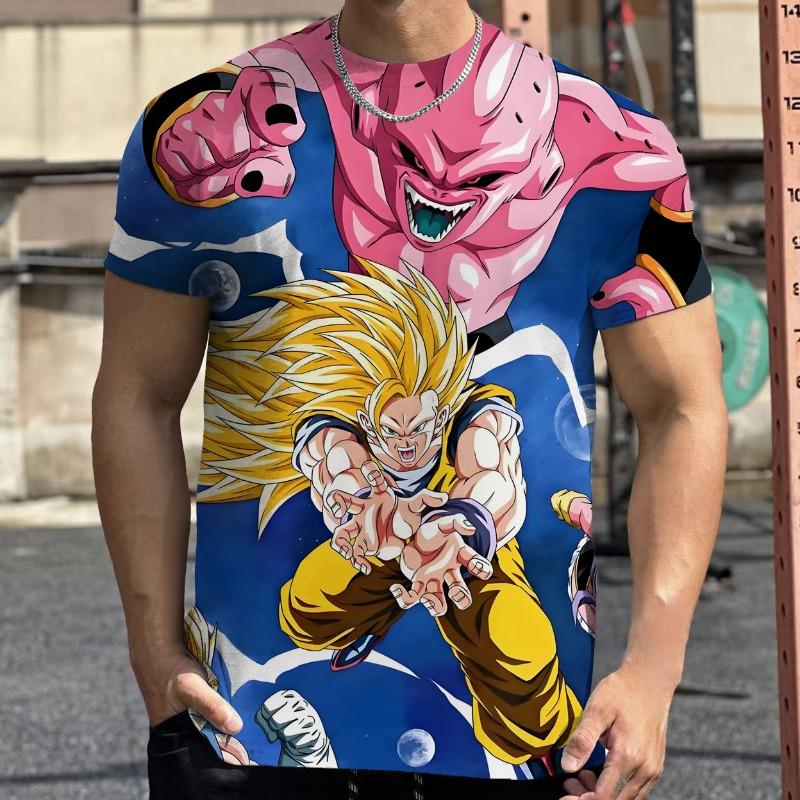 2026 Летняя Ретро Футболка Dragon Ball для Фитнеса Мужская Оверсайз 3D Печать Короткий Рукав Семейная Унисекс Детская Спортивная Футболка