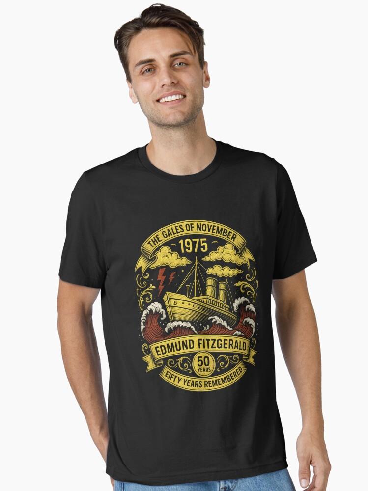 Gordon Lightfoot Edmund Fitzgerald Ship 1975 Anniversary Great Lakes Tribute Essential T-Shirt