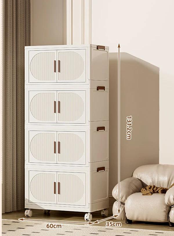 Folding Storage Box Storage Cabinet With Wheels Multifunctional Box With Pulley Household Sorting Wardrobe Organizer Container